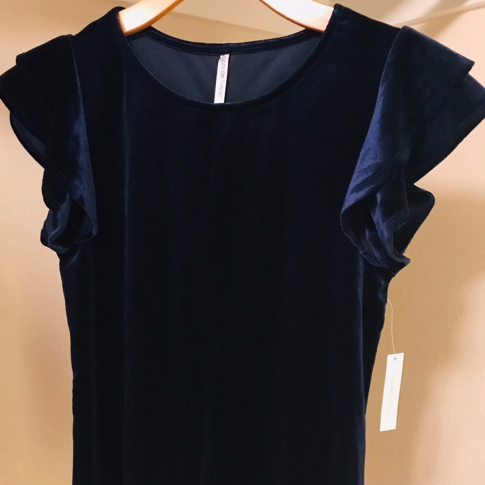 Navy blue velvet top